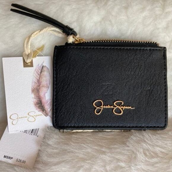 Brand New Jessica Simpson Card Holder Port Python - Black - Gold Accents - Picture 3 of 8